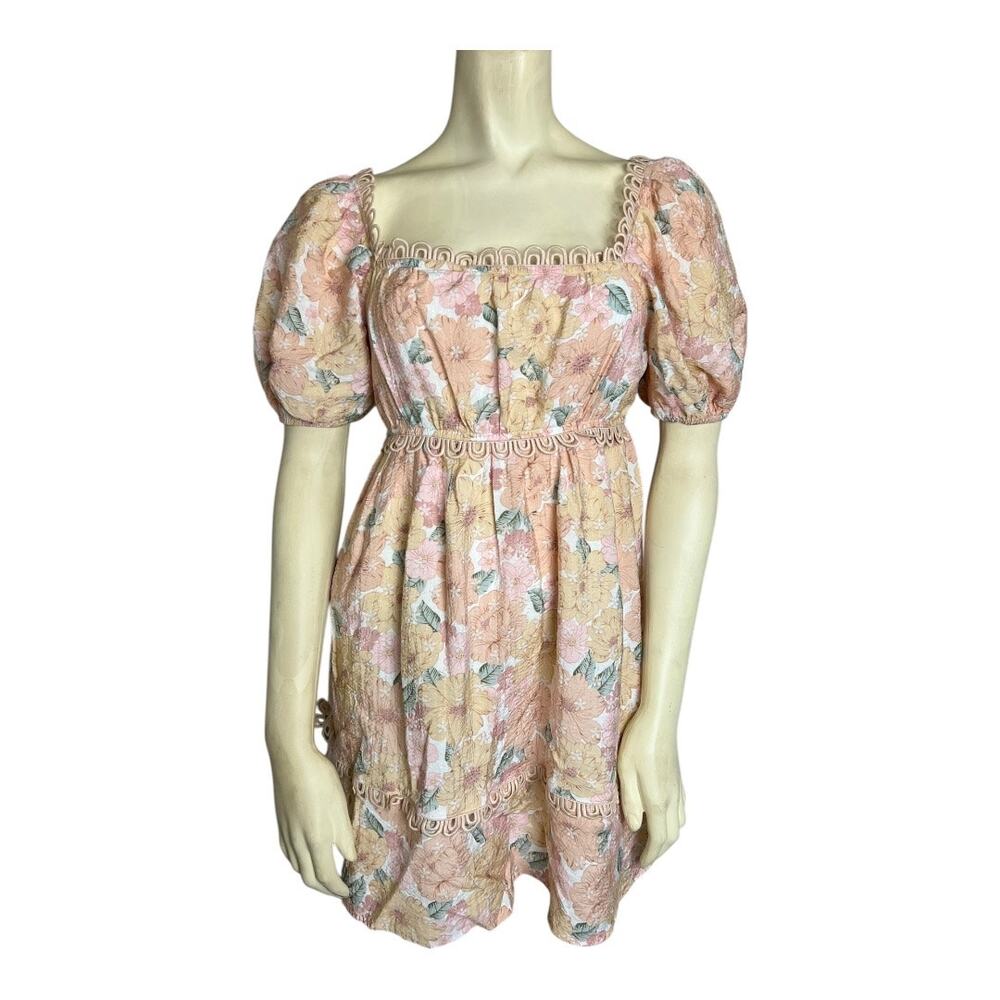 Floral Mini Dress Cottage Casual Blu Pepper S Small Summer Romantic Boho